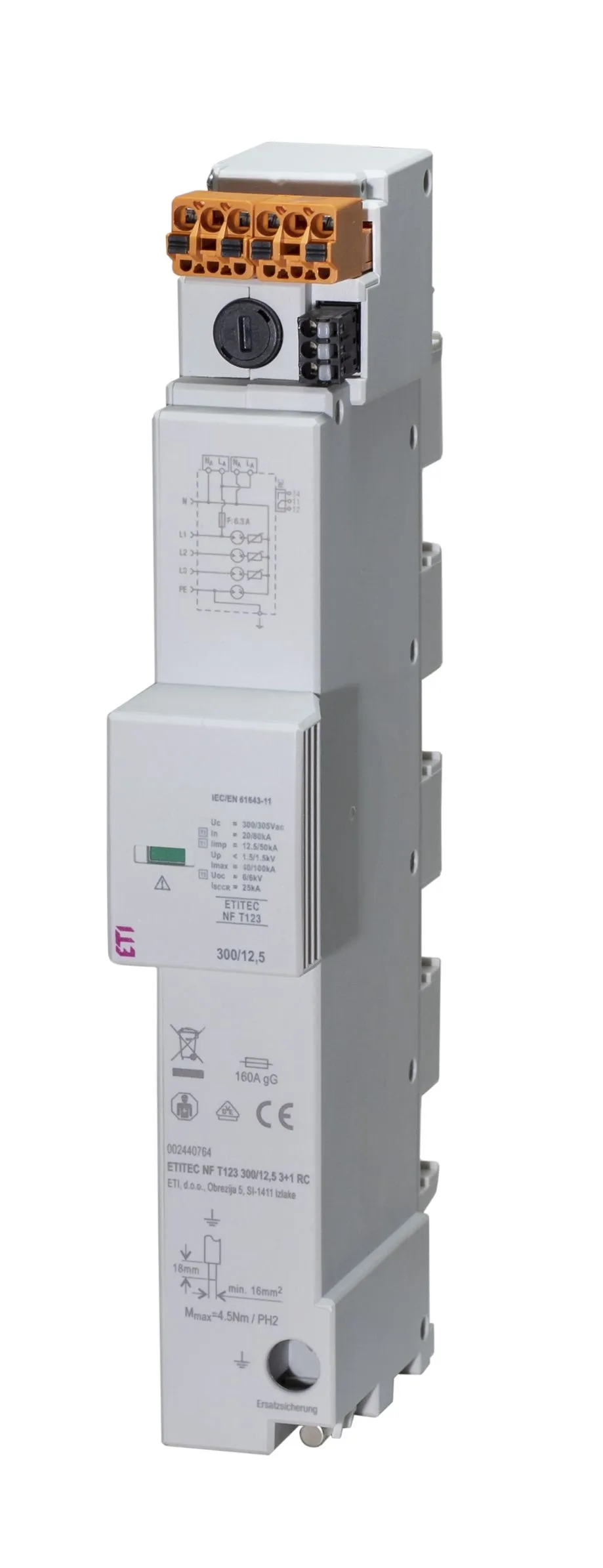 Обмежувач перенапруги ETITEC NF T123 300/7,5 3+0 RC 002440767
