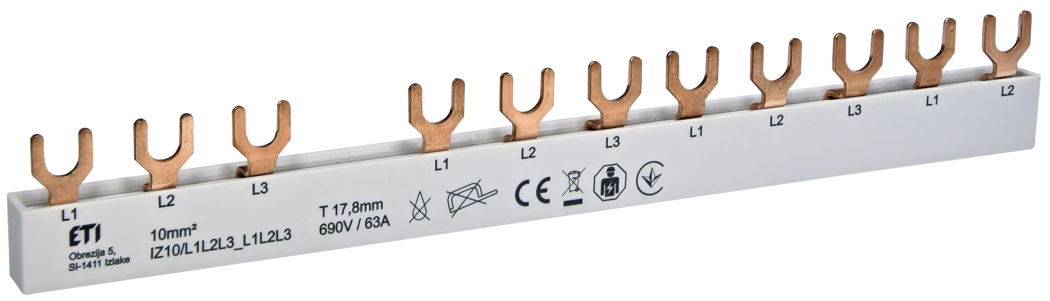 Шина електромонтажна IZ10/L1L2L3_L1L2L3 002921277