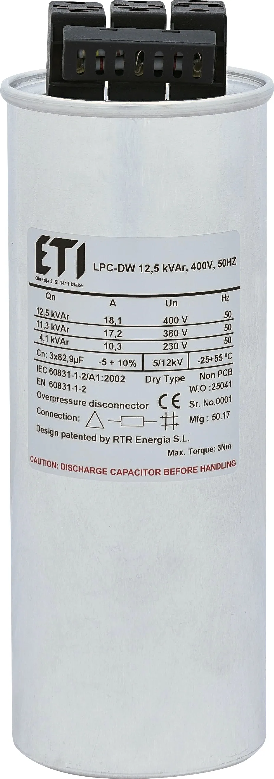 Конденсатор LPC-DW 12.5 kVAr, 400V, 50HZ 004656852