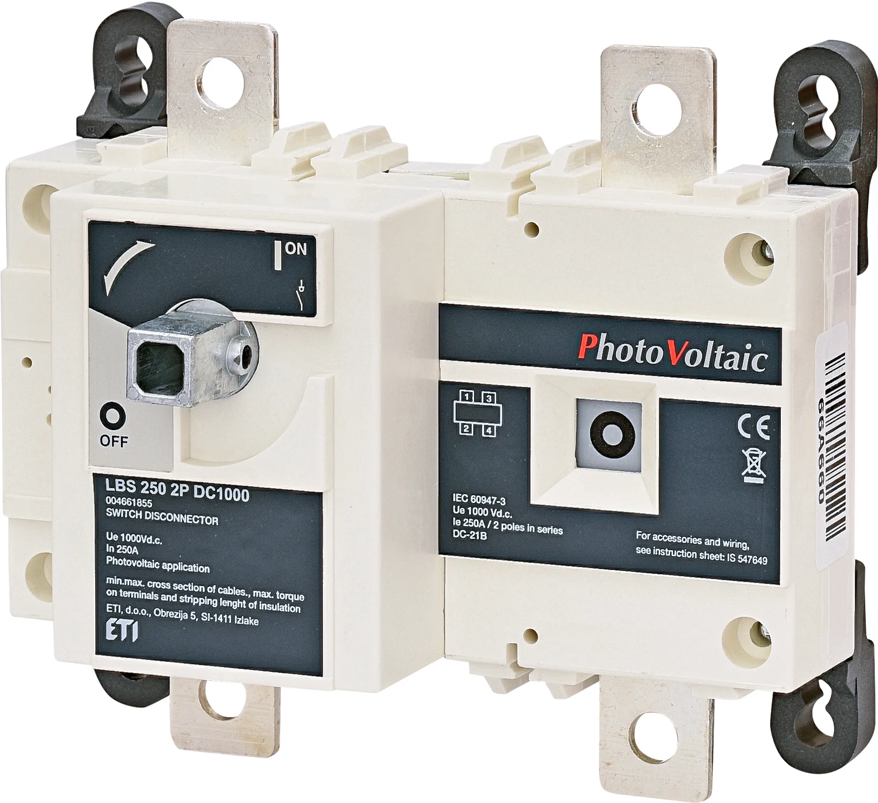 Вимикач навантаження для PV LBS 250 2P DC1000 004661855