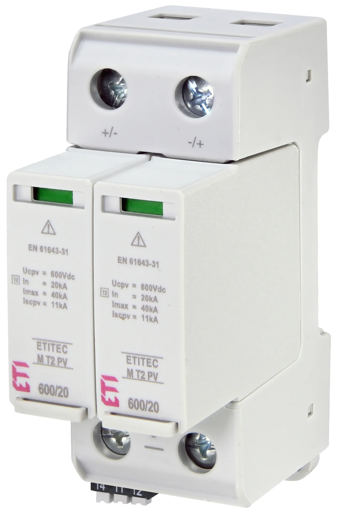 Обмежувач перенапруги ETITEC M T2 PV 600/20 RC 002440621