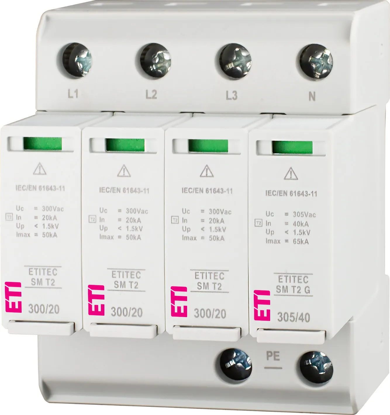 Обмежувач перенапруги ETITEC SM T2 300/20 3+1 RC 002440755
