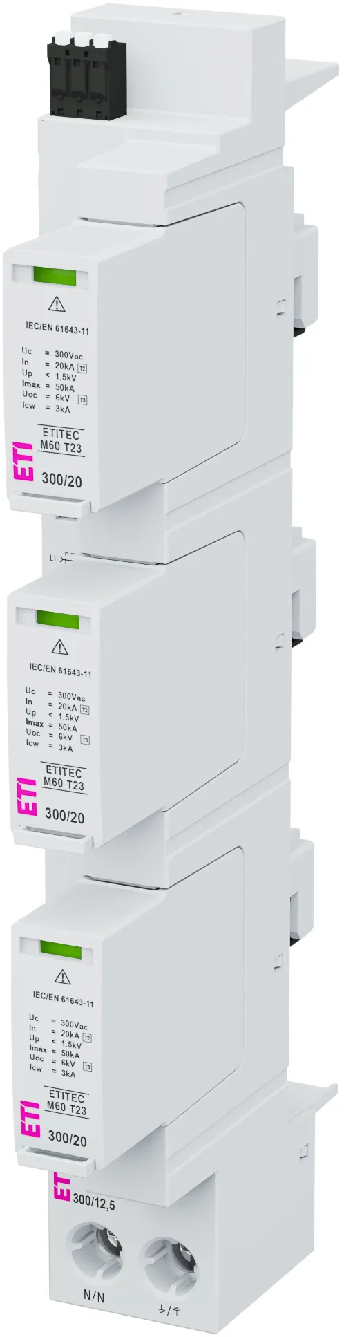 Обмежувач перенапруги ETITEC M60 T23 300/20 3+1 RC 002440857