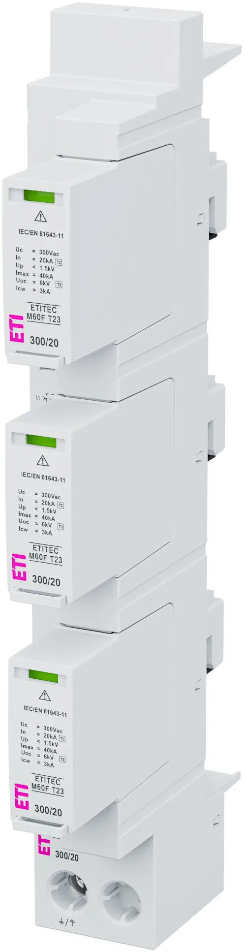 Обмежувач перенапруги ETITEC M60F T23 300/20 3+0 002440858