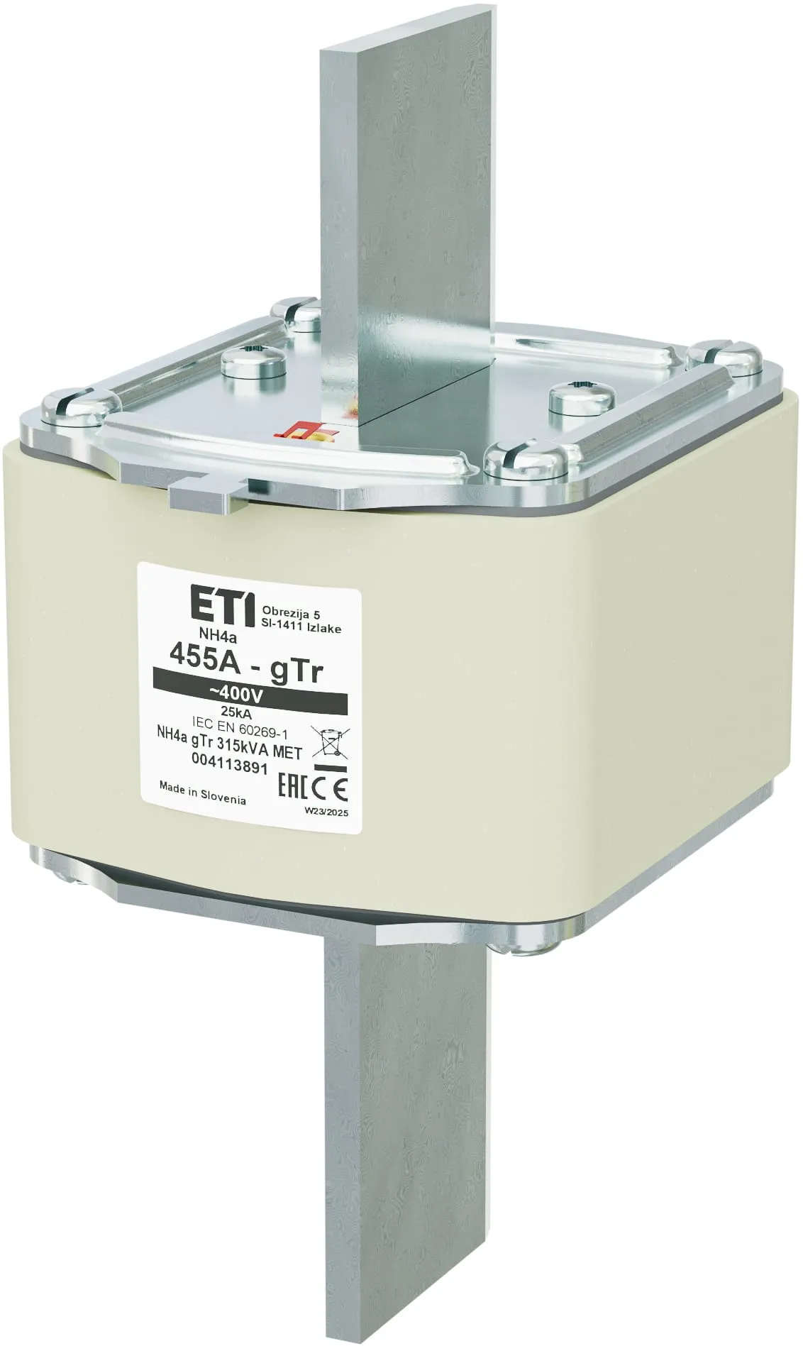 Запобіжник NH4a gTr 455A/400V/315kVA MET 004113891