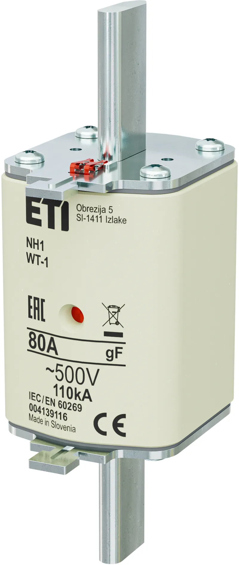 Запобіжник NH1/WT-1 gF 80A/500V 004139116