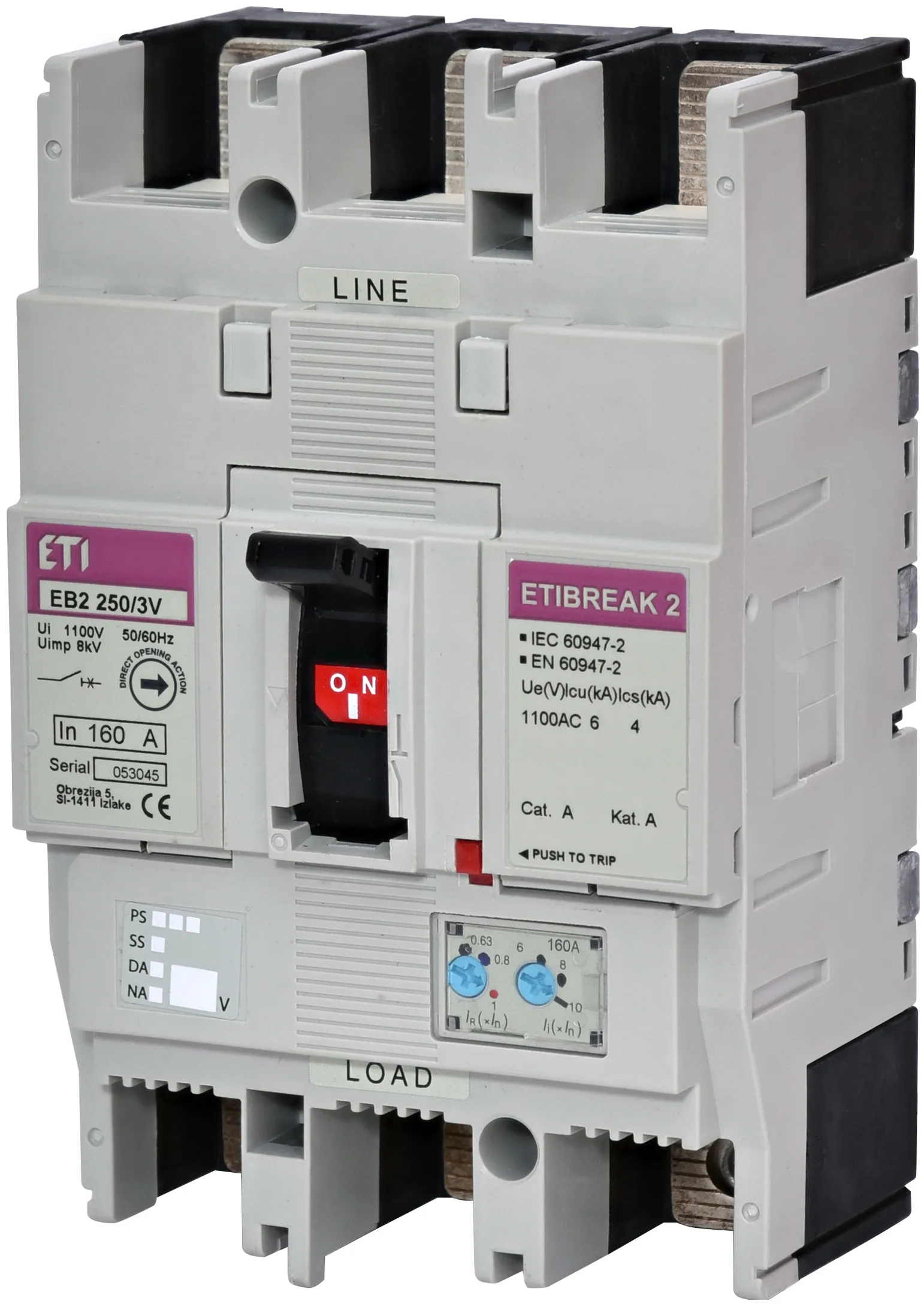 Автоматич. вимикач в литому корпусі EB2 1250/3VE 1250A 3p 1100V 004671383