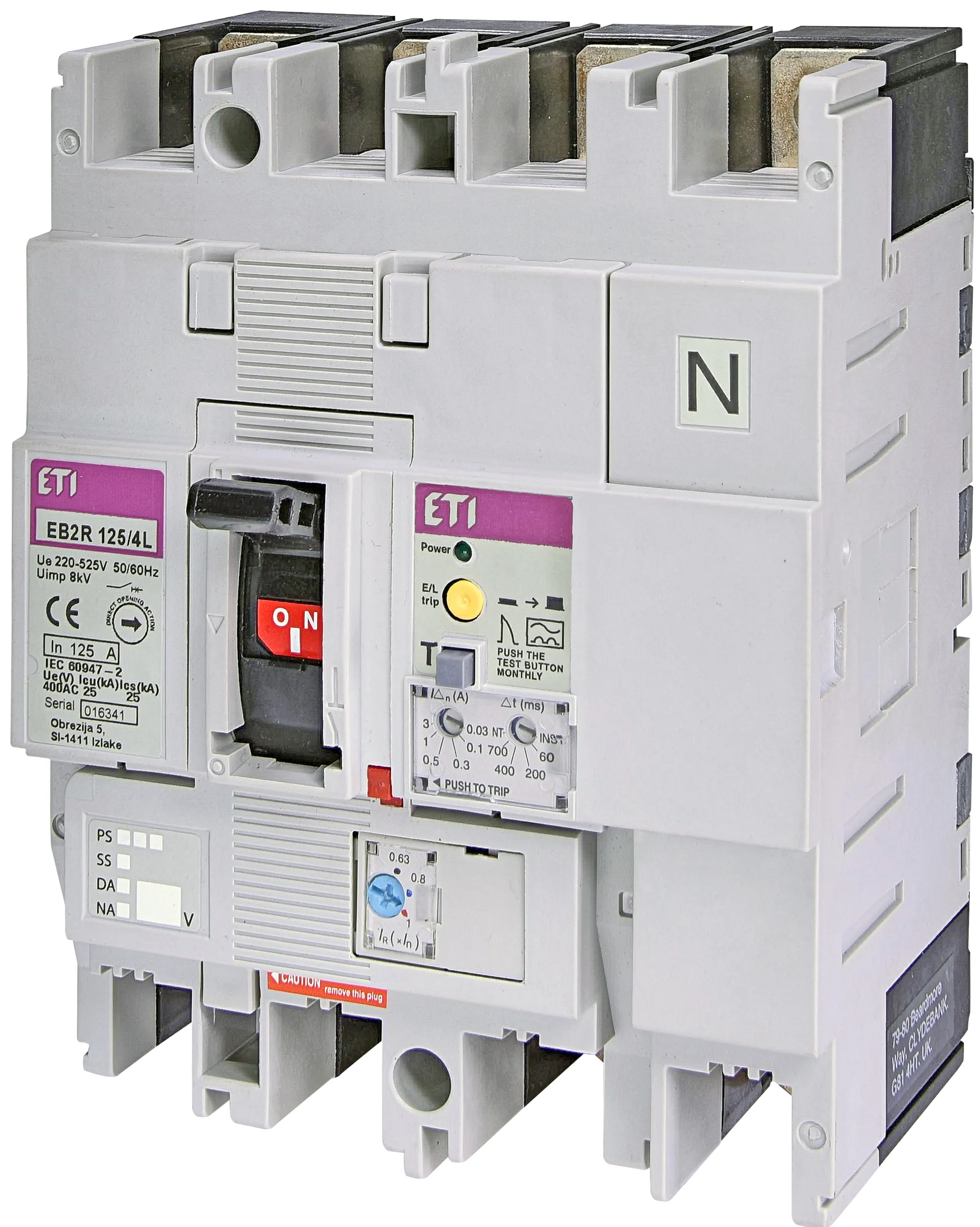 Автоматич. вимикач в литому корпусі EB2R 125/4L 125A 4P 004671512