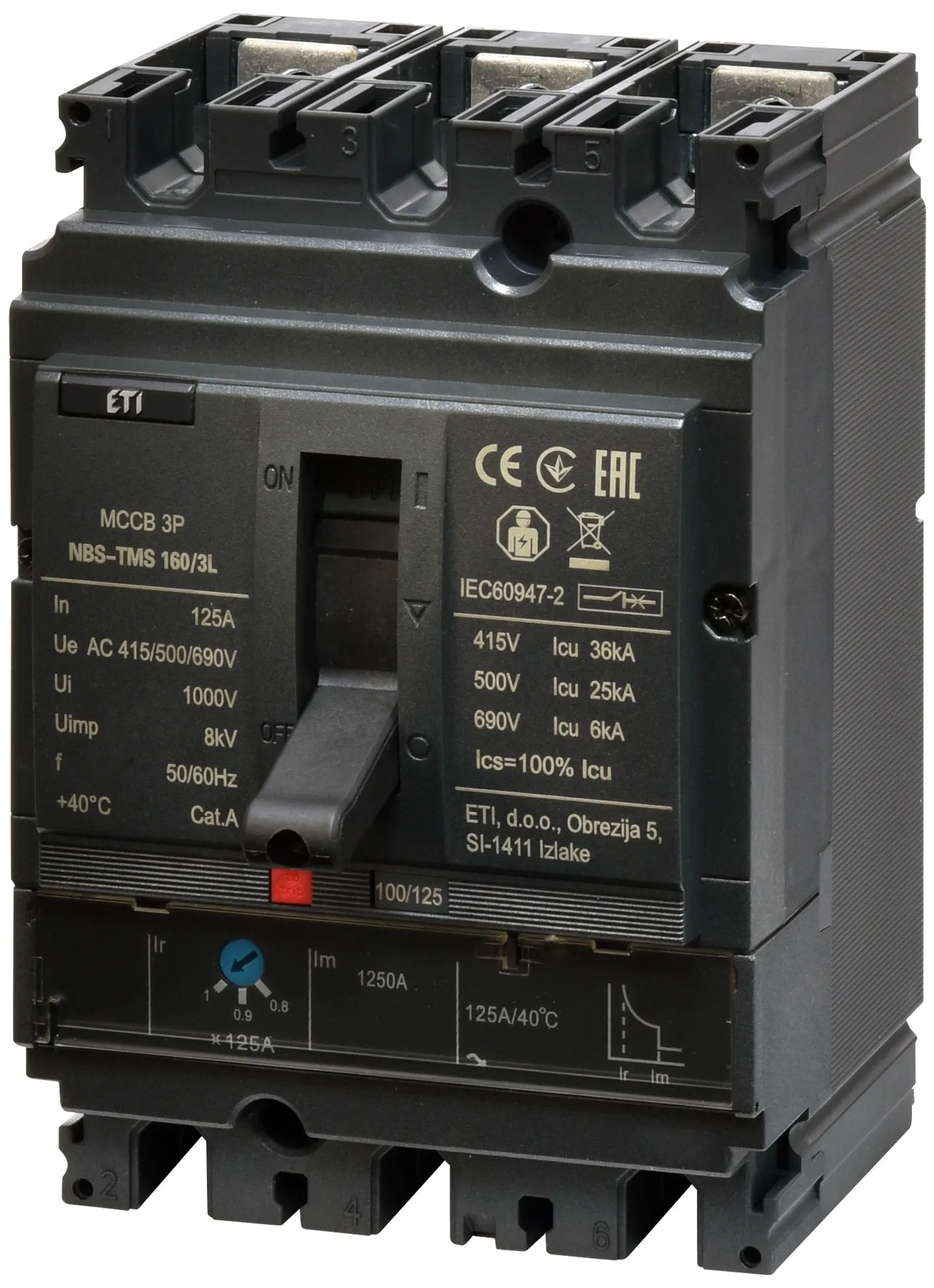 Автоматич. вимикач в литому корпусі NBS-TMS 160/3L 125A 3P 004673008