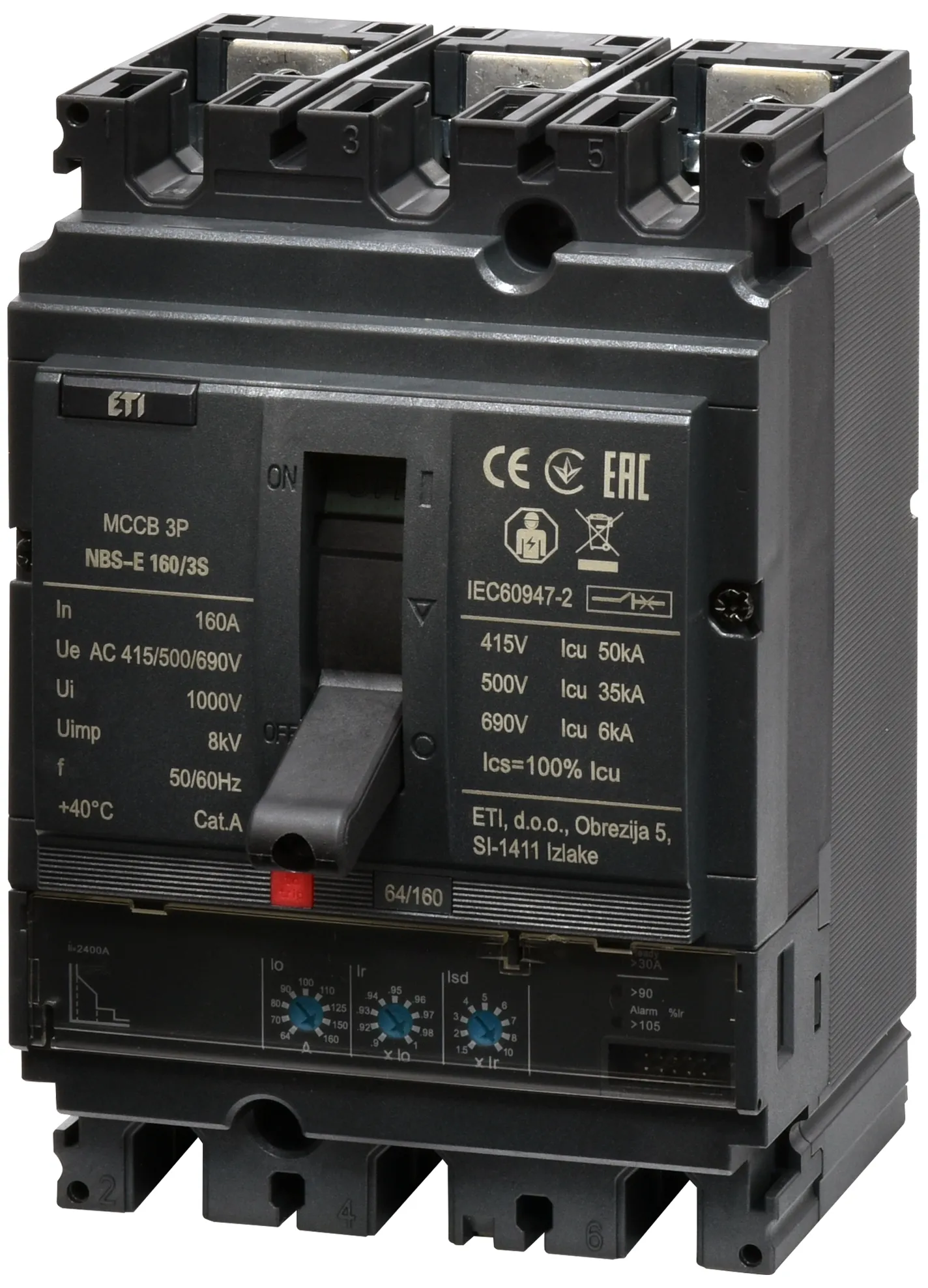 Автоматич. вимикач в литому корпусі NBS-E 160/3S 160A 3P 004673057