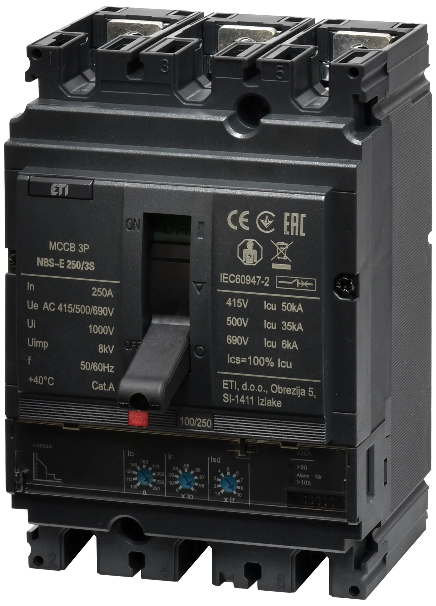 Автоматич. вимикач в литому корпусі NBS-E 250/3S 250A 3P 004673081