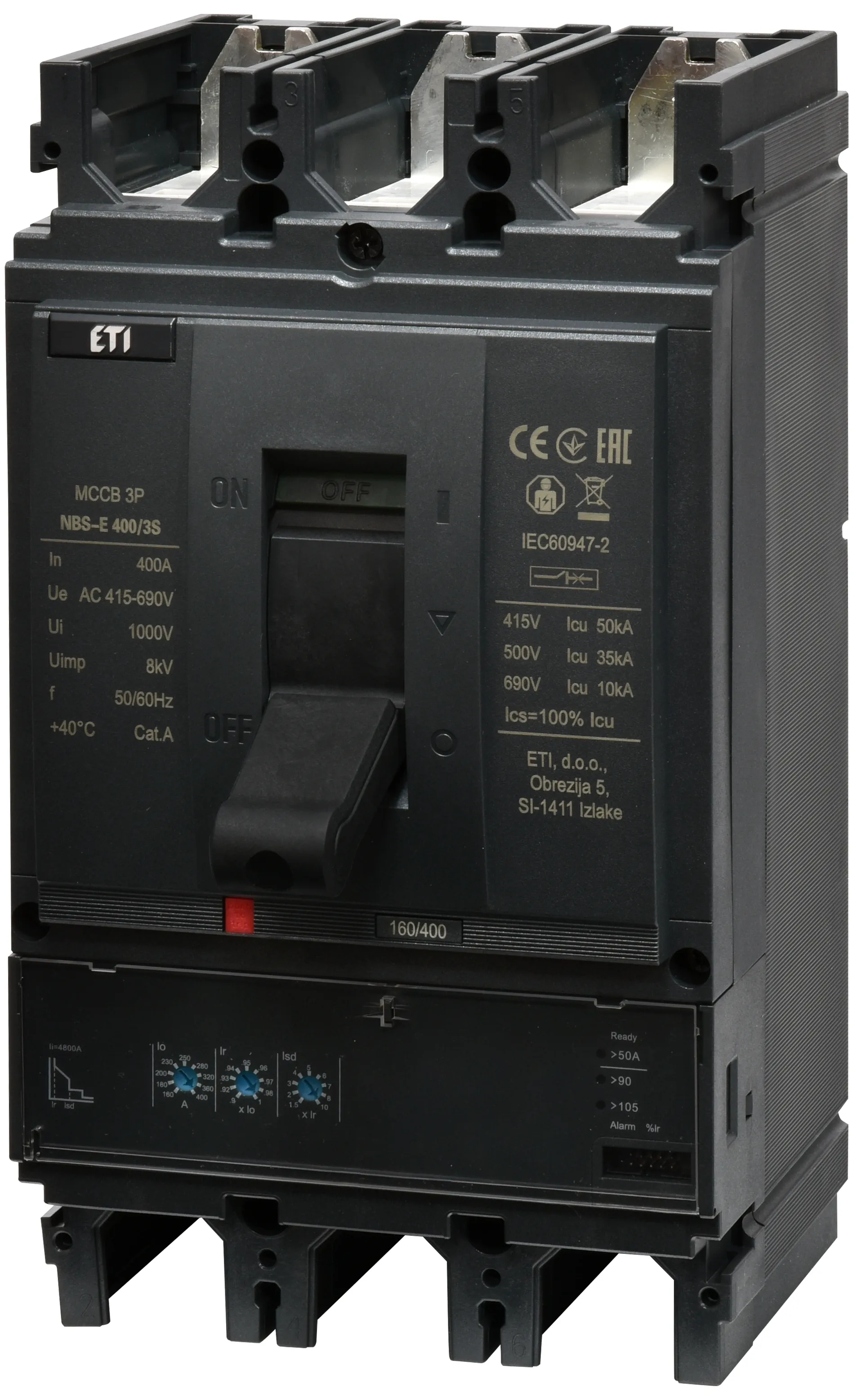 Автоматич. вимикач в литому корпусі NBS-E 400/3S 400A 3P 004673111