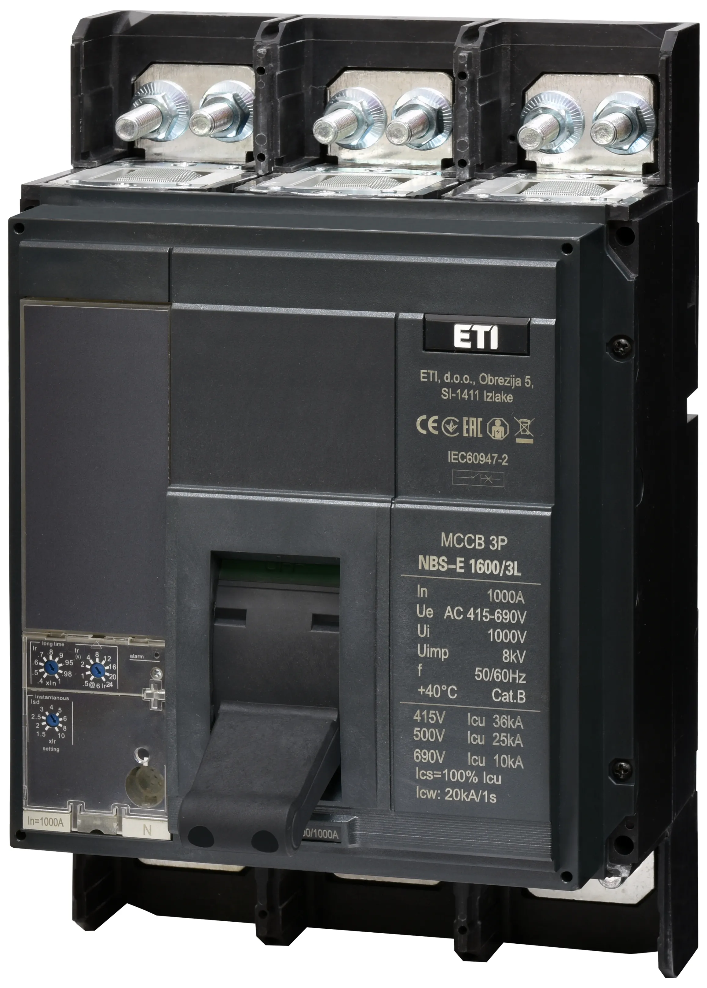 Автоматич. вимикач в литому корпусі NBS-E 1600/3L 1000A 3P 004673161