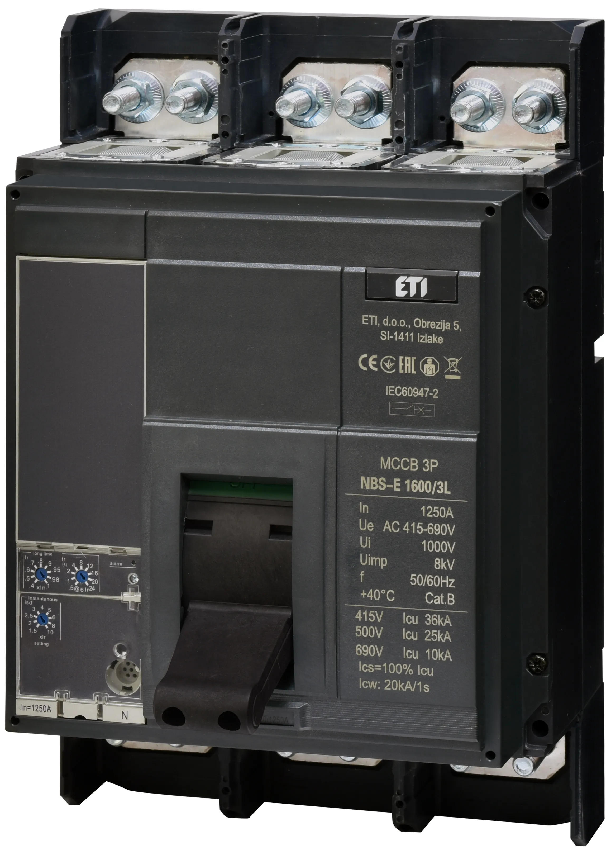 Автоматич. вимикач в литому корпусі NBS-E 1600/3L 1250A 3P 004673162